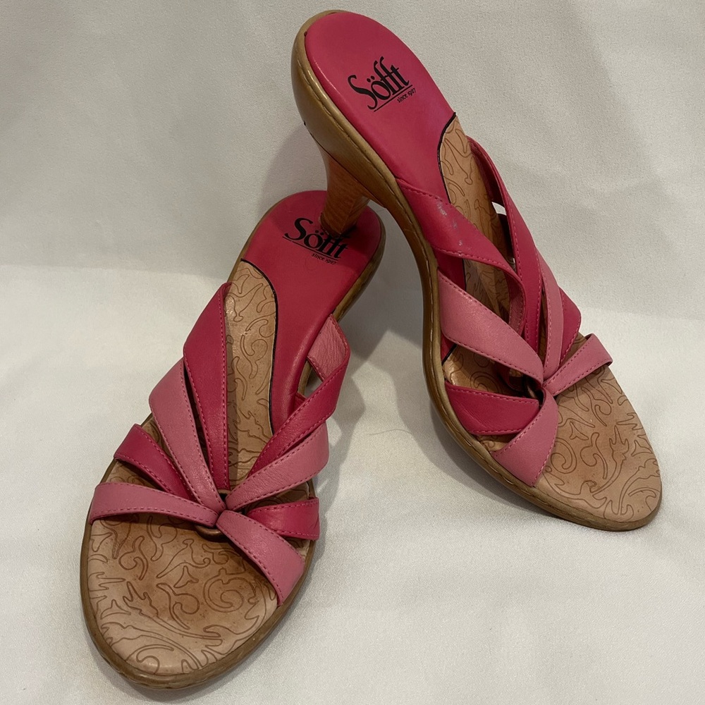 pink strappy kitten heels